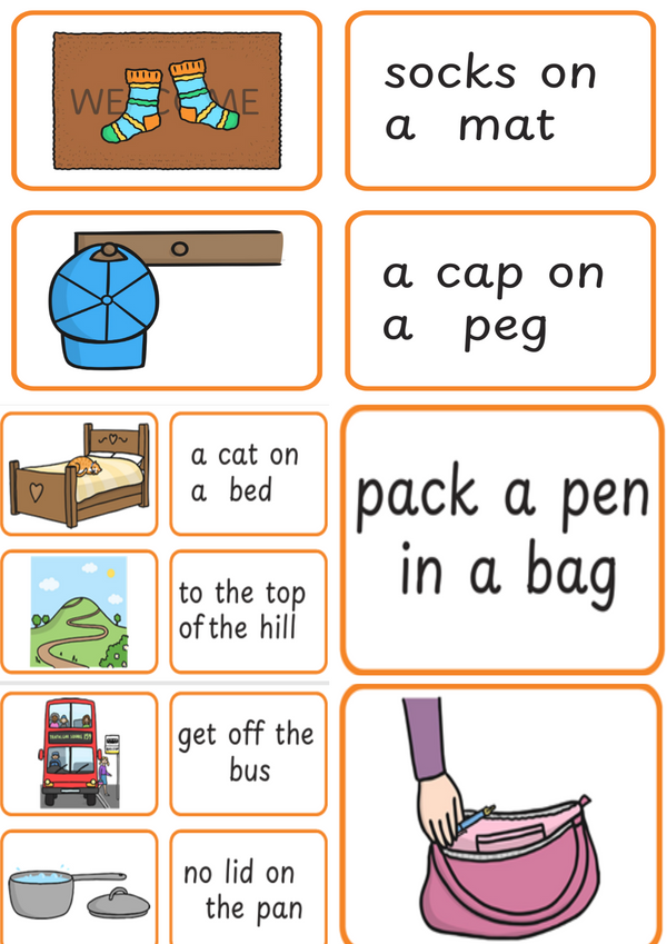 Pictures and Captions Sentence Matching Cards Game