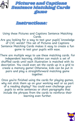 Pictures and Captions Sentence Matching Cards Game