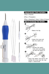 Punch needle embroidery pen (set of 3 needles).