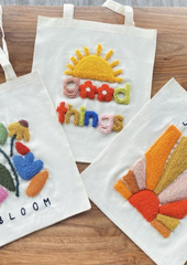 Tote bags with punch needles