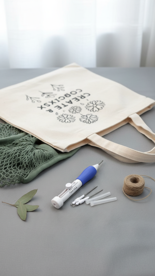 Punch needle embroidery pen (set of 3 needles) With Eco friendly Tote Bag.